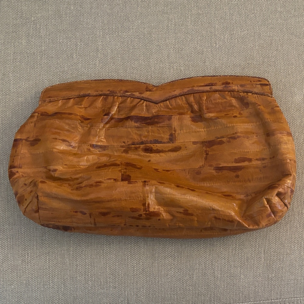 Vintage Venetto Eel Skin Clutch Purse Brown Made in USA